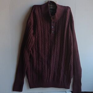 JOS A. BANK MAROON CABLE KNIT SWEATER